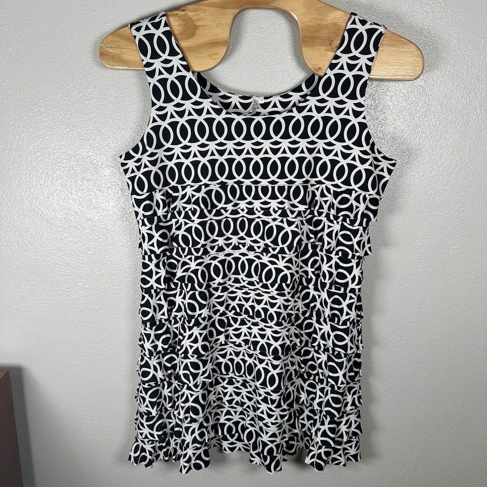 Lulu B Cha Cha Dress Womens 1X Black White Ruffle UPF 50+ Sun Protection Resort